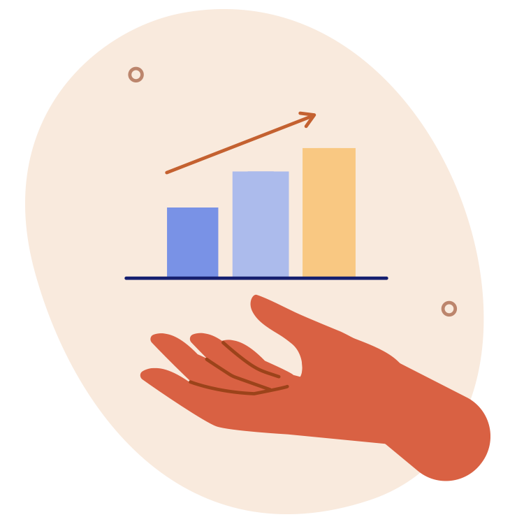 Hand and bar chart