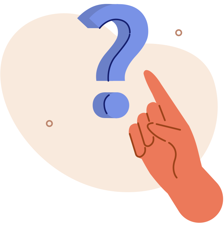 Hand pointing at question mark